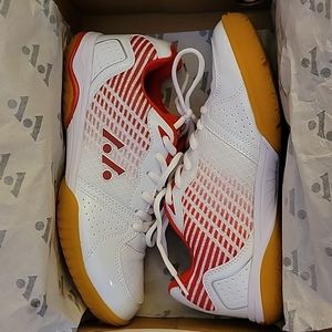 Lefus Pickleball Volleyball lightweight sneaker indoor court white red Sz 9…New